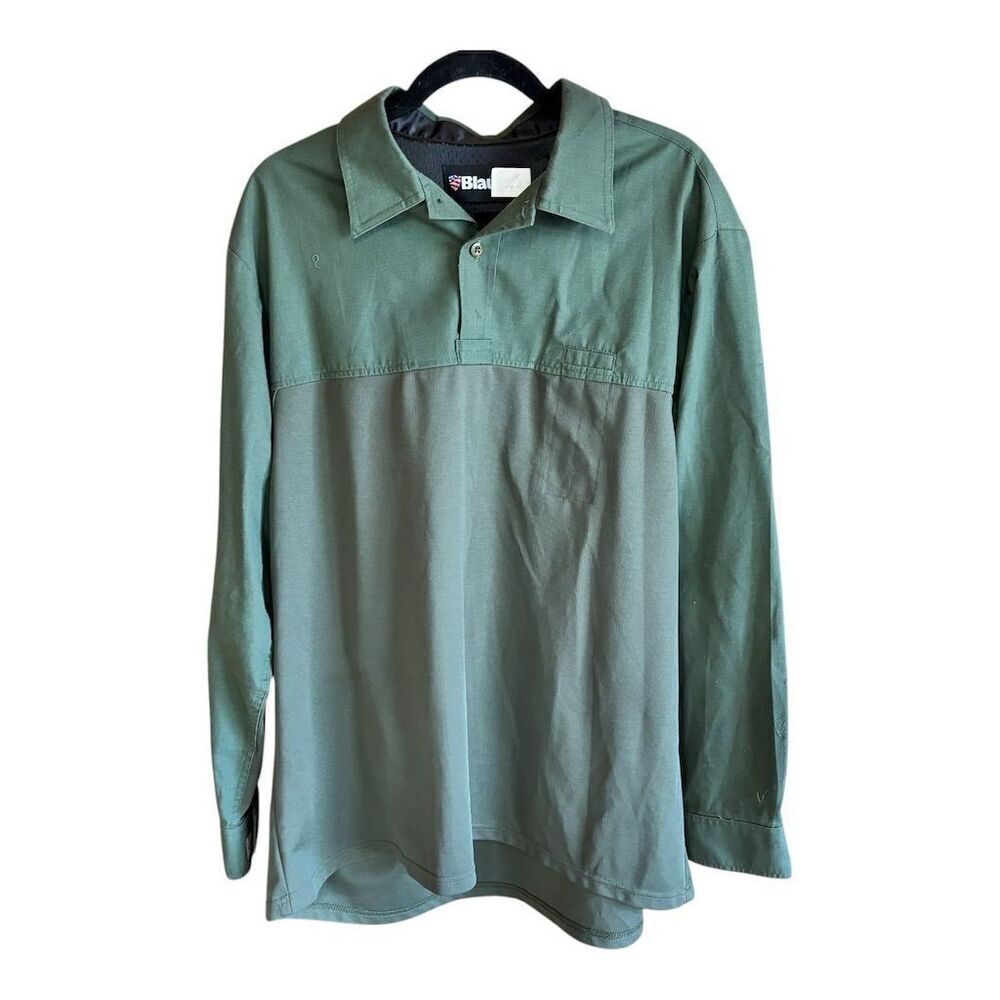 Blauer Men's XL Green Long Sleeve‎ Tactical Polo Shirt Casual
